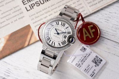 Cartier 33*10MM 316L Steel NH05 Movement Stainless Steel Strap White Watch